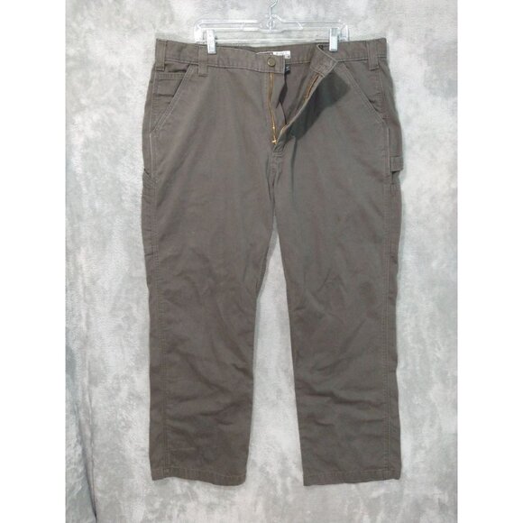 Carhartt Jeans Mens 42x30 Green Twill Relaxed Fit Dungaree Straight Leg - Picture 1 of 10